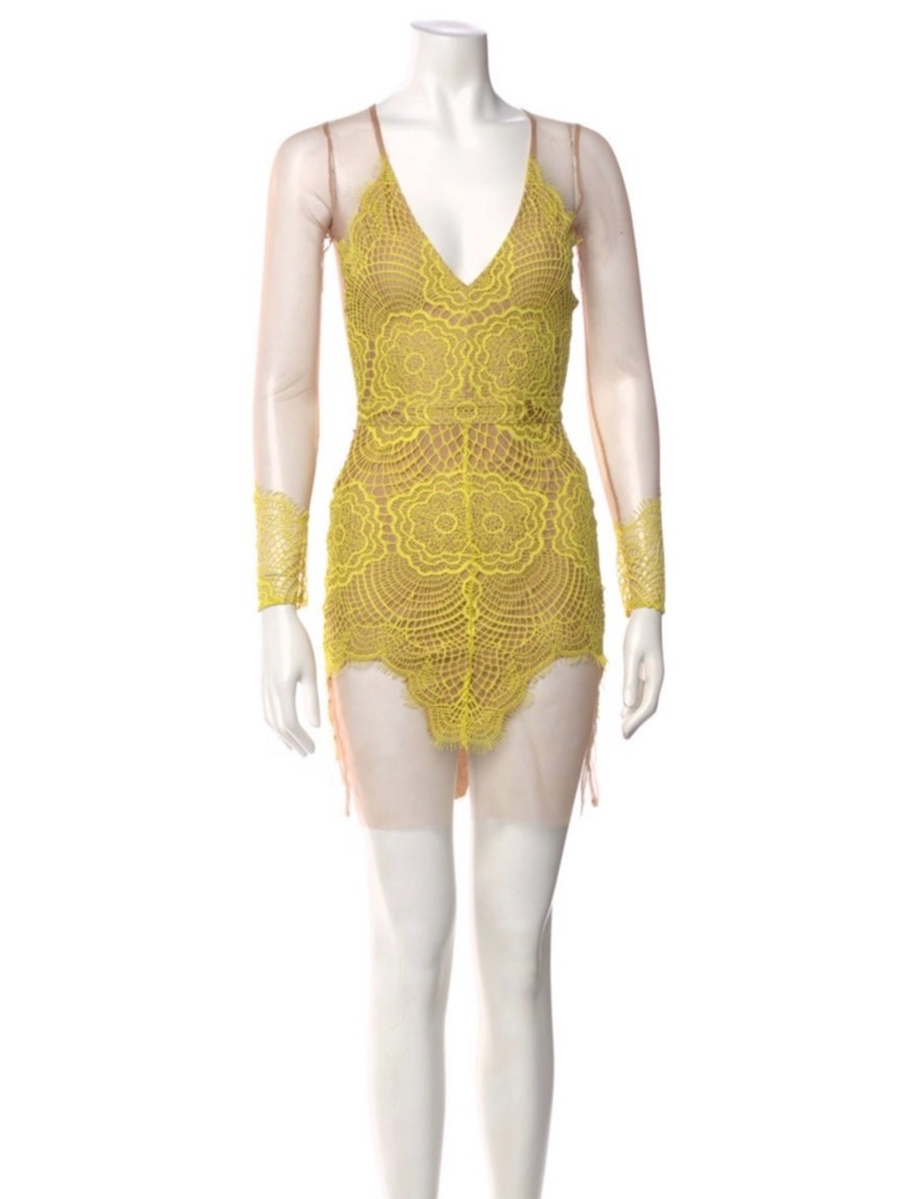For love and lemon Yellow sheer Lace Dress